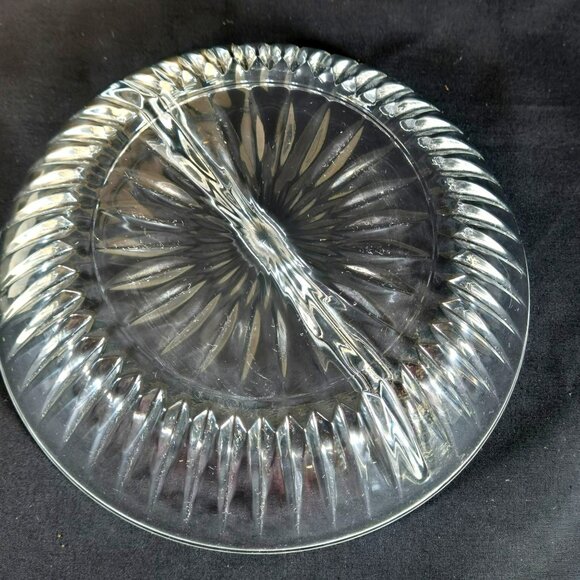 Princess House Highlights Lead Crystal Divided Relish Bowl 2-Part Dish 870 - Picture 4 of 7